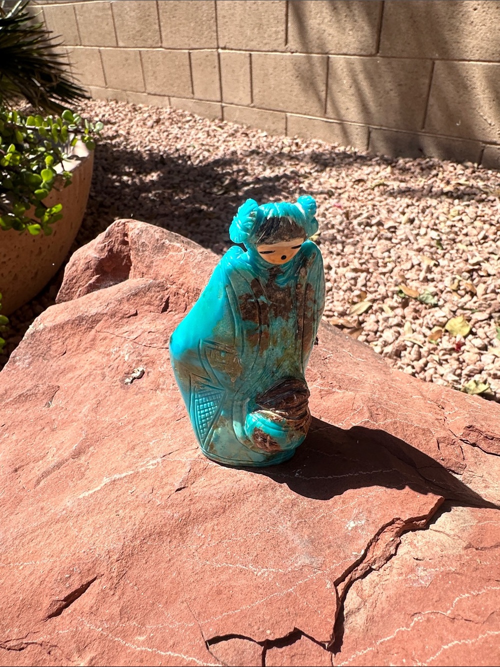 Carved Native American art from turquoise
